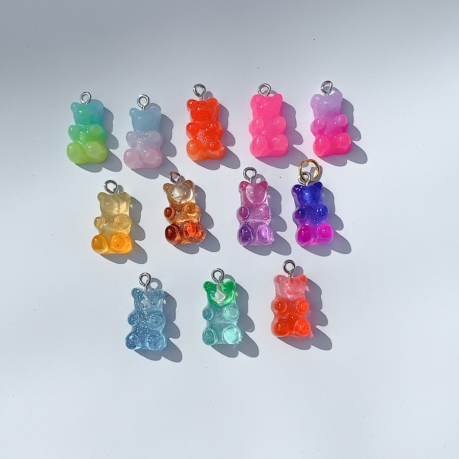 3D Gradient Transparent Gummy Bear Charm Clear to Brown
