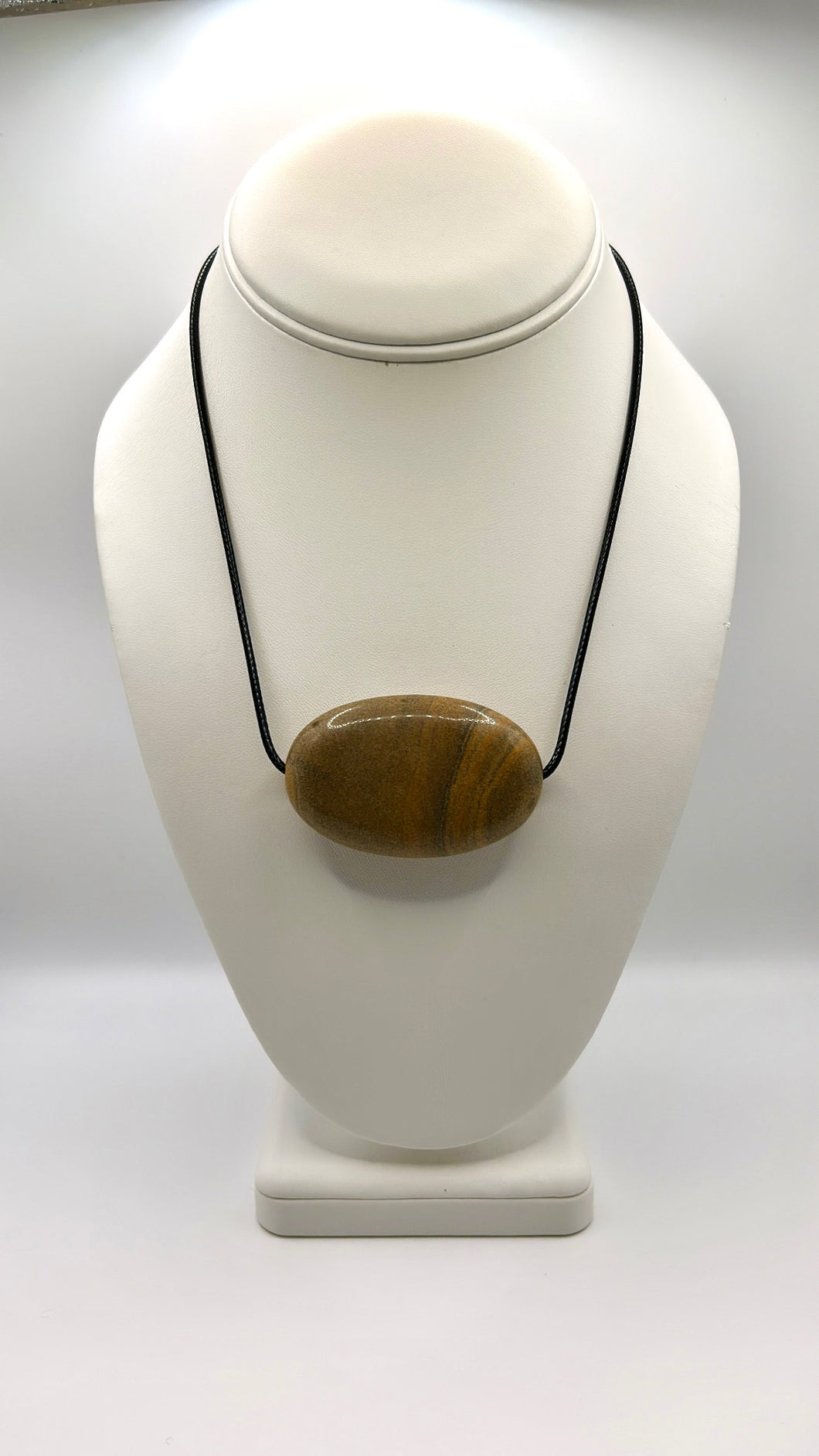 Big Oval Natural Stone Pendant Necklace