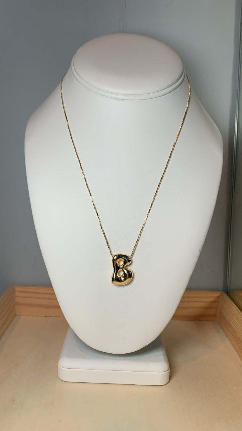 Gold Balloon Initial Necklace