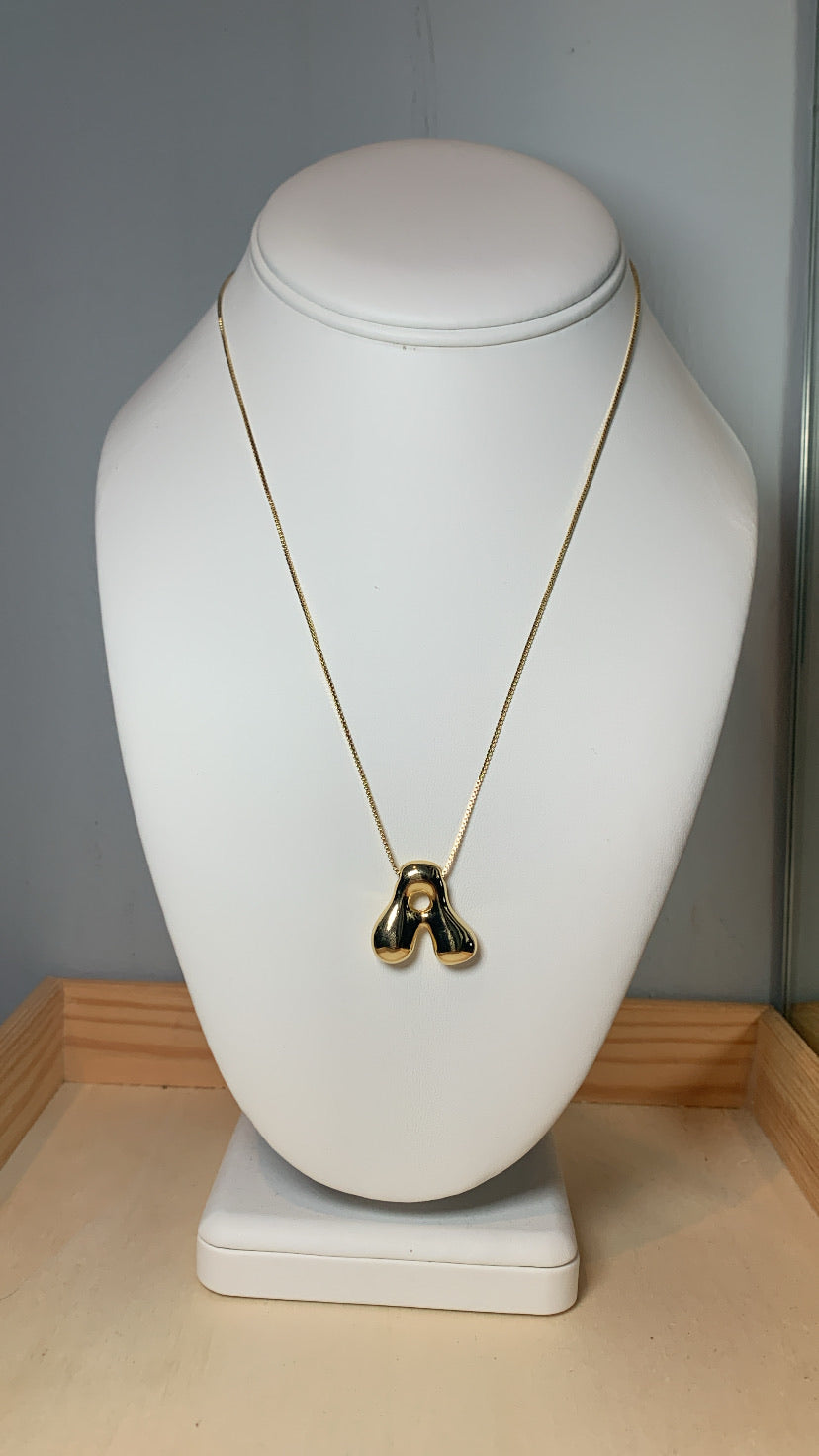 Gold Balloon Initial Necklace