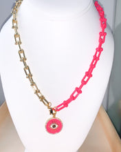 Load image into Gallery viewer, Enamel Two-Tone Evil Eye Necklace
