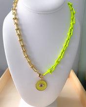 Load image into Gallery viewer, Enamel Two-Tone Evil Eye Necklace
