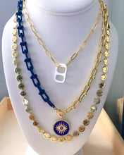 Load image into Gallery viewer, Enamel Two-Tone Evil Eye Necklace
