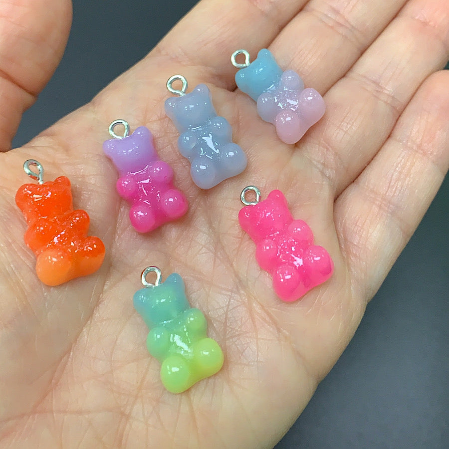 3D Gradient Transparent Gummy Bear Charm Clear to Brown