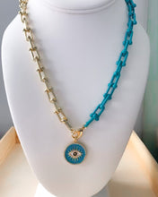 Load image into Gallery viewer, Enamel Two-Tone Evil Eye Necklace
